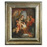 Roman School, circa 1700 The Mystic Marriage of Saint Catherine oil on copper 27 x 21cm (11 x 8in)