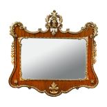A George II style mahogany and parcel gilt framed mirror - 20th century, with carved giltwood
