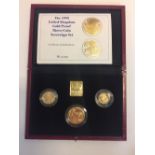 United Kingdom 1995 gold proof three coin set, double sovereign, sovereign and half sovereign,