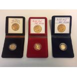 A 1981 gold proof sovereign, and proof half sovereigns for 1980 and 1982, all encapsulated and cased