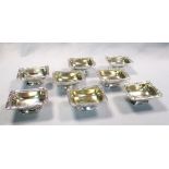 A matched set of eight Georgian and Victorian silver salts, (4 x Samuel Hennell and John Terry,