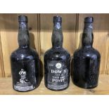Dow's 1963 vintage port, Danish bottled (Carl Jacobsen), labels missing, most levels in neck, 10