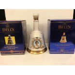 Bells whisky commemorative Wade decanters, sealed. Prince of Wales 50th birthday 1998 (boxed); The