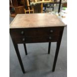 A Regency mahogany work table with two drawers, 77cm high x 51cm wide