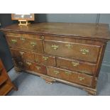 An George III oak mule chest 95 x 155 x 53cm