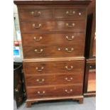 A George III mahogany Chest on Chest with brushing slide, 111cm wide x 190cm high