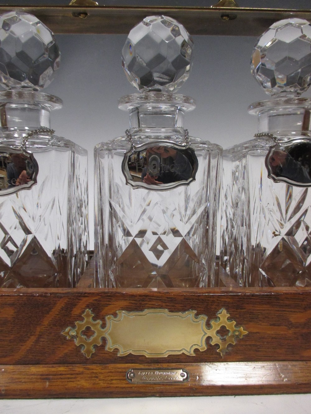 A three bottle tantalus - Image 3 of 5