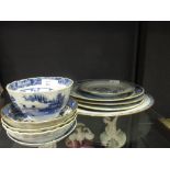 Nanking and Tek Sing blue and white plates together with other 18th century Chinese porcelains