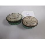 Two 19th century Staffordshire enamel souvenir boxes for Aylsham and Norwich