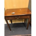 A George III mahogany side table with drawer, 76cm h x 74cm W X 44cm