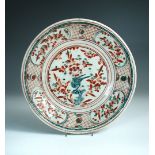 A 17th century Swatow polychrome dish, 36.5cm (14.25 in) diameter Good