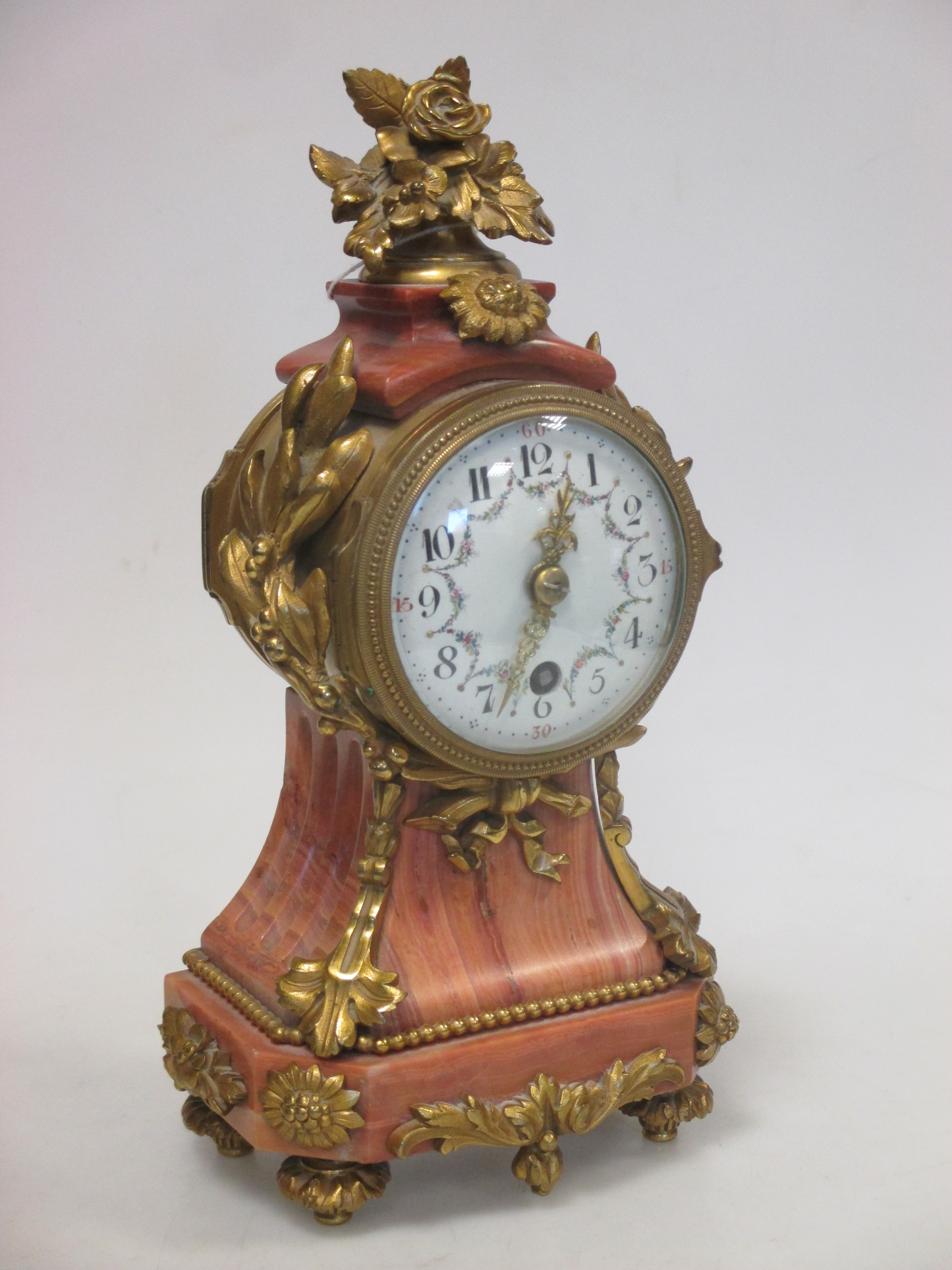An ormolu mounted pink marble timepiece - Image 2 of 2