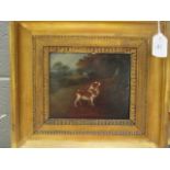 English School (19th century) English Springer Spaniel in a landscape, oil on board