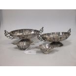 Two Continental style oval sweetmeat dishes with repousse decoration, hallmarked Birmingham 1892,