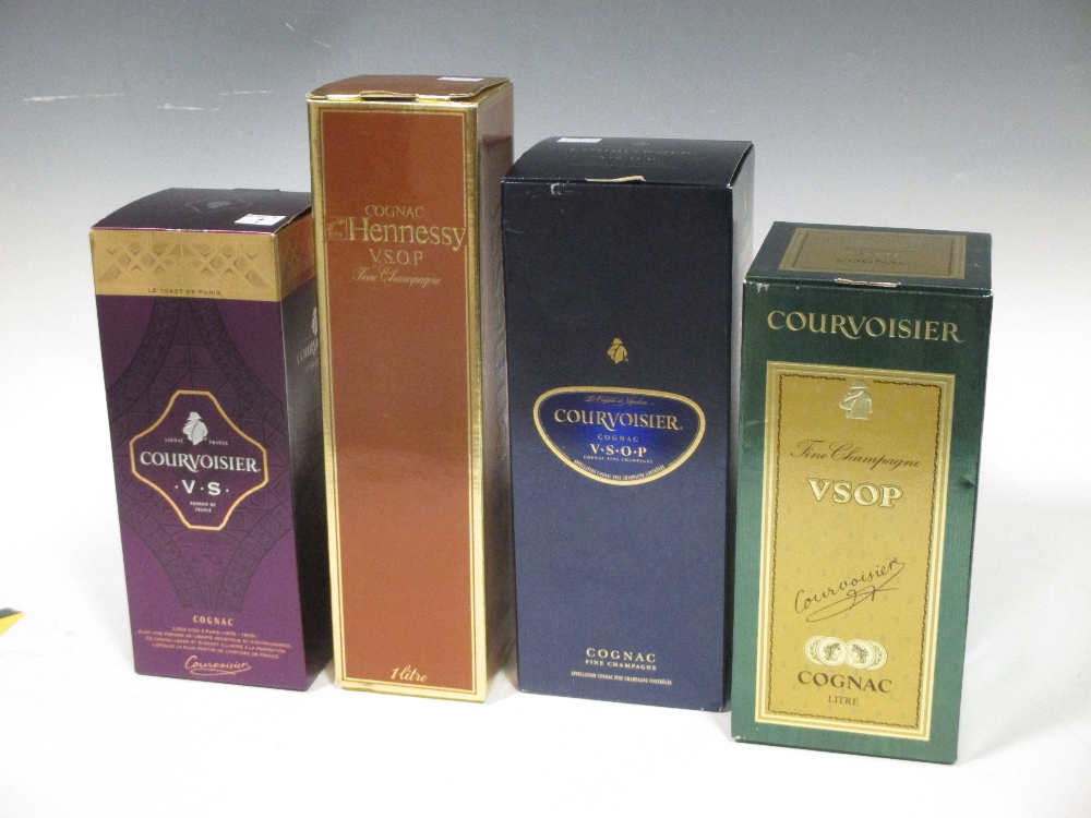 Cognac, four bottles Courvoisier VSOP (x2), VS, and Hennessy VSOP, and boxes (3 of 1 litre and 1 - Image 3 of 3