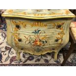 A Venetian style painted petit commode, 65cm h x 63cm w x 39cm d