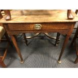 An 18th oak side table with frieze drawer, 76cm wide x 69cm high