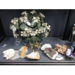 A collection of nine mineral specimens, to include: amethyst, pyrites and cassiterite