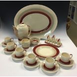 A Susie Cooper Wedding Ring pattern coffee service, the Kestrel shape service comprising coffee