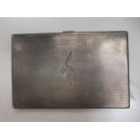 A silver cigarette case with RAF emblem, 5.8oz