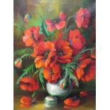 Borton, red poppies, oil on canvas