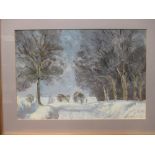 C Crocker (British, 20th Century), Snowstorm, signed lower right "C Crocker", crayon and gouache, 33