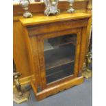 A Victorian walnut and marquetry inlaid pier cabinet, 106cm h x 80cm w x 33d