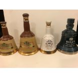 Bells whisky commemorative Wade decanters, sealed. Royal Reserve, 20 years old; Birthday of Prince