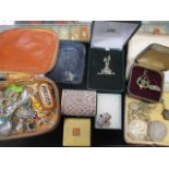 A quantity of costume jewellery with some gold and silver items,