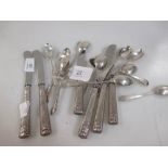 A set of six silver rococo handled coffee spoons by David Fullerton, London 1925 and another set