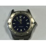 TAG Heuer - a gentleman's steel cased 'professional' wristwatch, the blue dial with baton