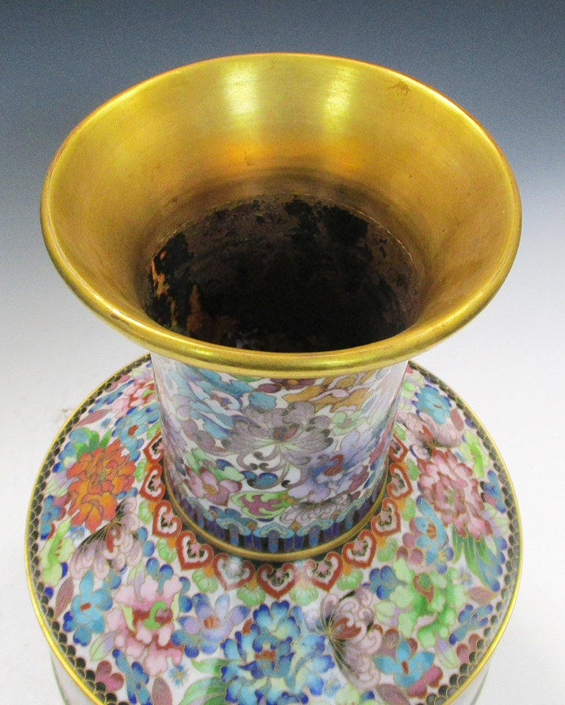 A 20th century Chinese cloisonne floral ground baluster vase, 32cm (12.5 in) high Good - Image 2 of 4