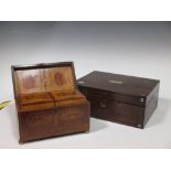 A George III two compartment tea caddy together with a rosewood box