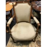 A Louis XVI style walnut fauteuil, 90cm high