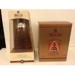 Bells whisky commemorative Wade decanters, sealed. Millennium 2000, boxed; Christmas 1999 limited
