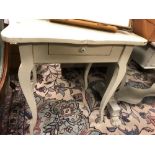 A small French style painted side table with drawer, and a Georgian oak circular top tripod table (