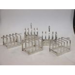 Three small five bar toast racks, Sheffield 1937 and another pair (5)