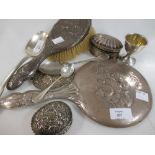 A small collection of silver wares, to include a shell form box with hinged cover, a preserve spoon,