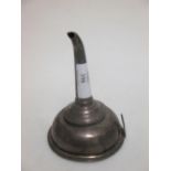 A Georgian silver wine funnel with lip holder, marks rubbed, initialled W.S