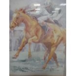 Karen Jones, Three racing studies, watercolour (3)