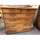 A 18th century oak chest of drawers, (the top section of a chest on chest), 103cm h x 108cm w x 56cm