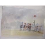 David Howell, The Finish of the 2.30 p.m, watercolour, 30 x 49cm