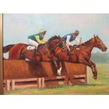 Frank Geare, After the race, On the Gallops, and The Last Fence, oil on canvas, signed (3)