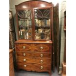 A William IV mahogany secretaire bookcase, 237cm h x 120w x 58d