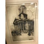 J. Brown Gibson, St Martin's in the Fields, etching 1914, signed below in pencil, 41 x 26cm; R.
