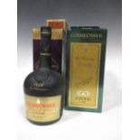 Cognac, four bottles Courvoisier VSOP (x2), VS, and Hennessy VSOP, and boxes (3 of 1 litre and 1
