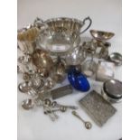 A quantity of small silver and plated items principally condiments but including some plated item,