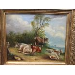 Dutch School (19th Century) - Cattle by a riverbank, oil on board, 22 x 27cm