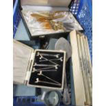 A cased set of ten silver handled tea knives, electroplate cutlery and silver knapking rings etc