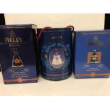 Bells whisky commemorative Wade decanters, sealed. Queen Elizabeth 75th birthday, Queen Mother